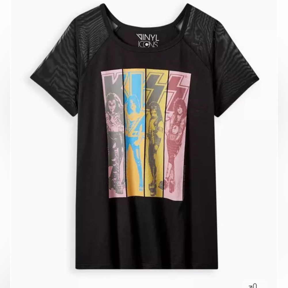 Torrid KISS Classic Fit Mesh Sleeve Tee - Cotton Black